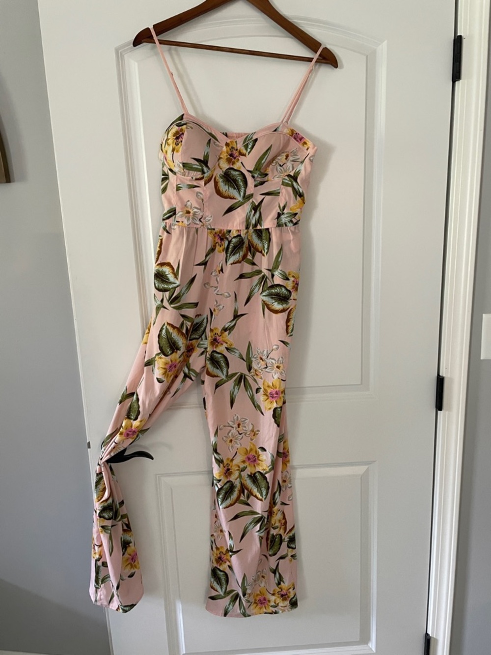 Band of Gypsies Pink Floral Spaghetti-Strap Jumpsuit with Pockets!